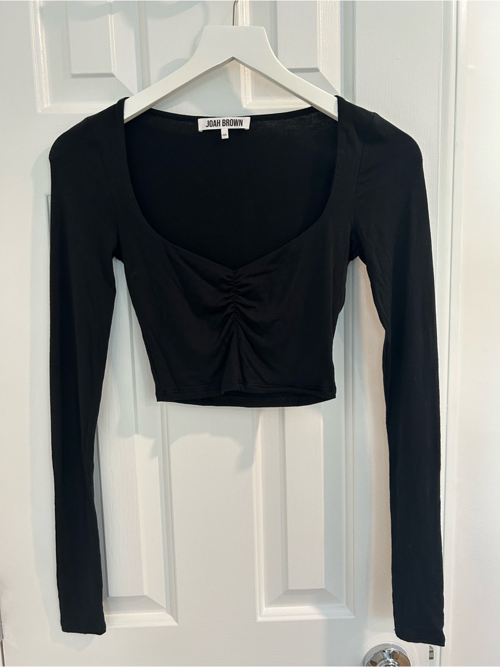 Joah Brown Ruched Long Sleeve Top XS